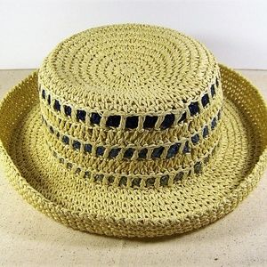 none Accessories - Raffia Hat Beige Tan Blue Green Accents Beach none Accessories - Raffia Hat Beige Tan Blue Green Accents Beach